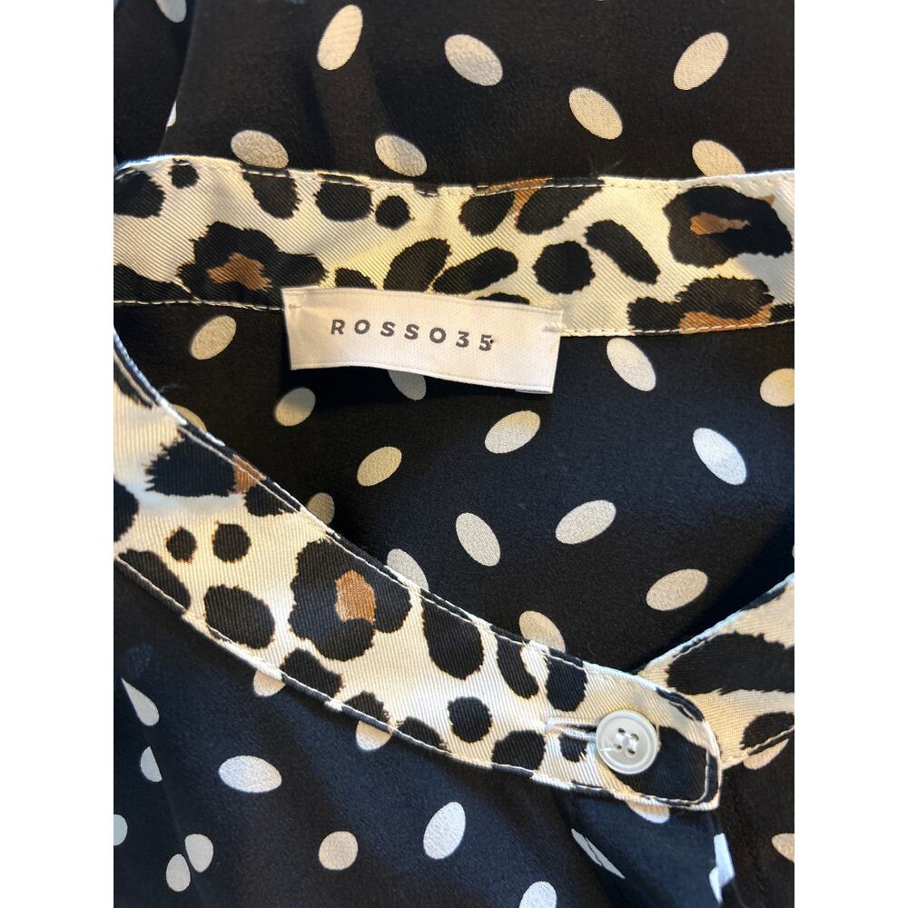 ROSSO35 | 100% Silk Polka Dot Animal Print Belted Dress | 46 (US 12) - Picture 11 of 12
